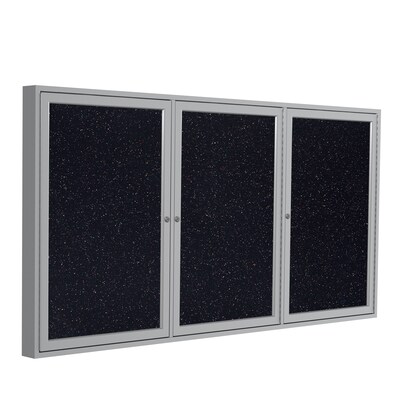 Ghent 3 H x 6 W Enclosed Recycled Rubber Bulletin Board with Satin Frame, 3 Door, Confetti (PA3367