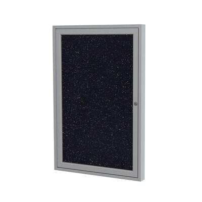 Ghent 36H x 30W Enclosed Recycled Rubber Bulletin Board with Satin Frame, 1 Door, Confetti (PA1363
