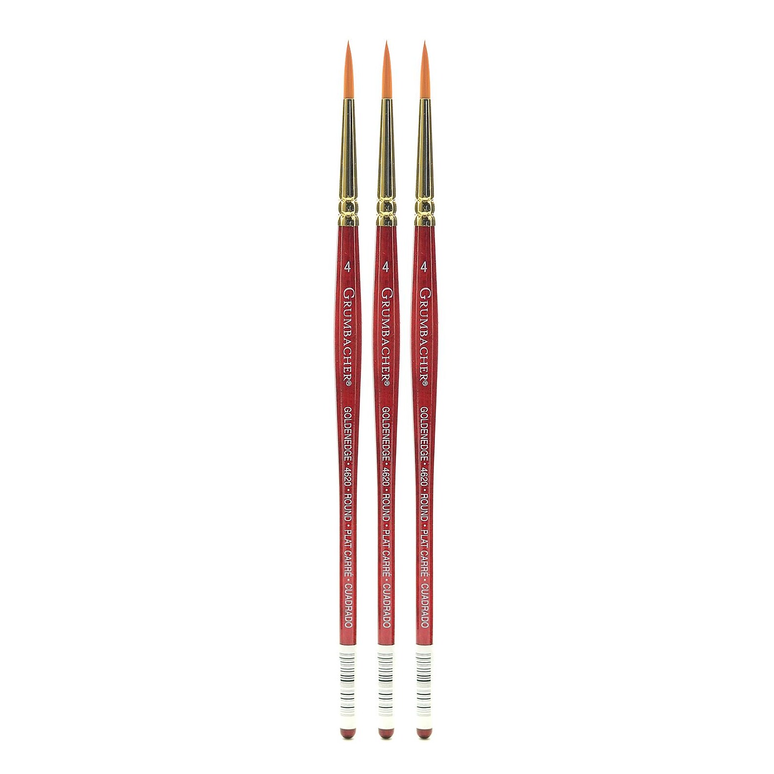 Grumbacher Goldenedge Watercolor Brushes 4 round [Pack of 3] (PK3-4620.4)