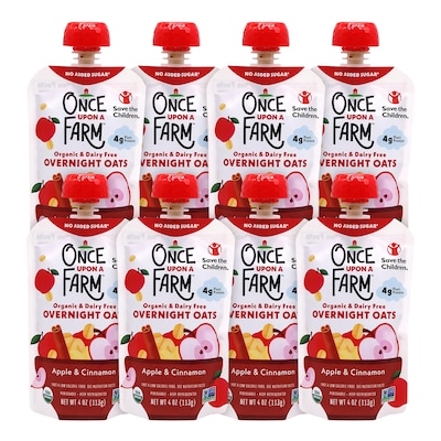 Once Upon A Farm Apple Cinnamon Overnight Oats, 4 oz., 8/Box