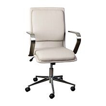 Flash Furniture James LeatherSoft Swivel Mid-Back Executive Office Chair, Taupe/Chrome (GO21111BTAUP