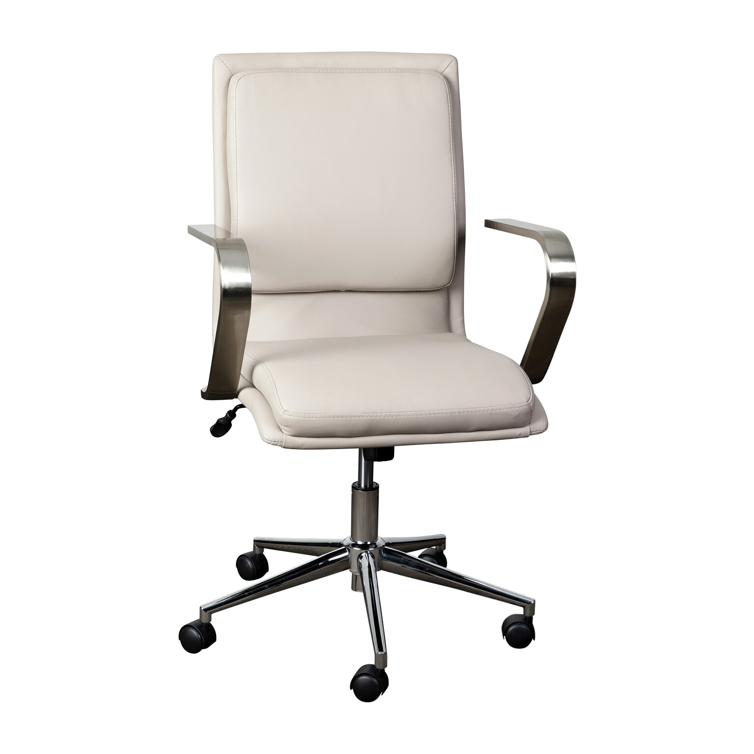 Flash Furniture James LeatherSoft Swivel Mid-Back Executive Office Chair, Taupe/Chrome (GO21111BTAUPCHR)