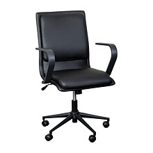 Flash Furniture James LeatherSoft Swivel Mid-Back Executive Office Chair, Black/Black (GO21111BBKBK)