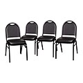 Flash Furniture HERCULES Series Vinyl/Metal Banquet Dome Back Stacking Chairs, Black/Black, 4 Pack (