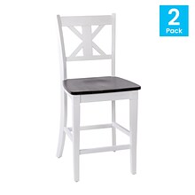 Flash Furniture Gwendolyn Rustic Solid Wood Designer Back Counter Height Stool, Antique White Wash,