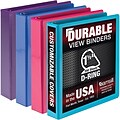 Samsill Durable View Ring Binders 3 Round Ring, Assorted Color, 4 Pack (MP46459)