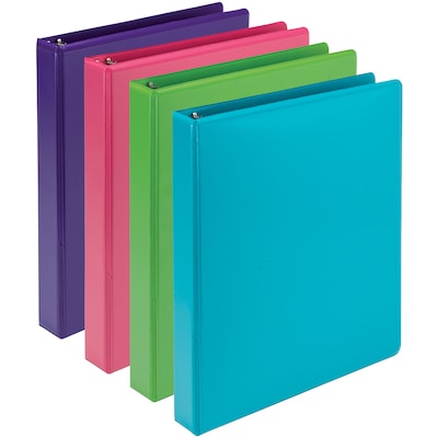 Samsill Earth's Choice Plant-Based Durable Binders 3 Round Ring, Assorted Color, 4 Pack (MP48639)