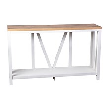 Flash Furniture Charlotte 52 x 14 2-Tier Console Accent Table, Brushed White/Warm Oak (ZG034WHWAL)