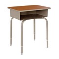 Flash Furniture Billie 24 W Student Desk with Open Front Metal Book Box, Walnut/Silver (FDDESKGYWAL