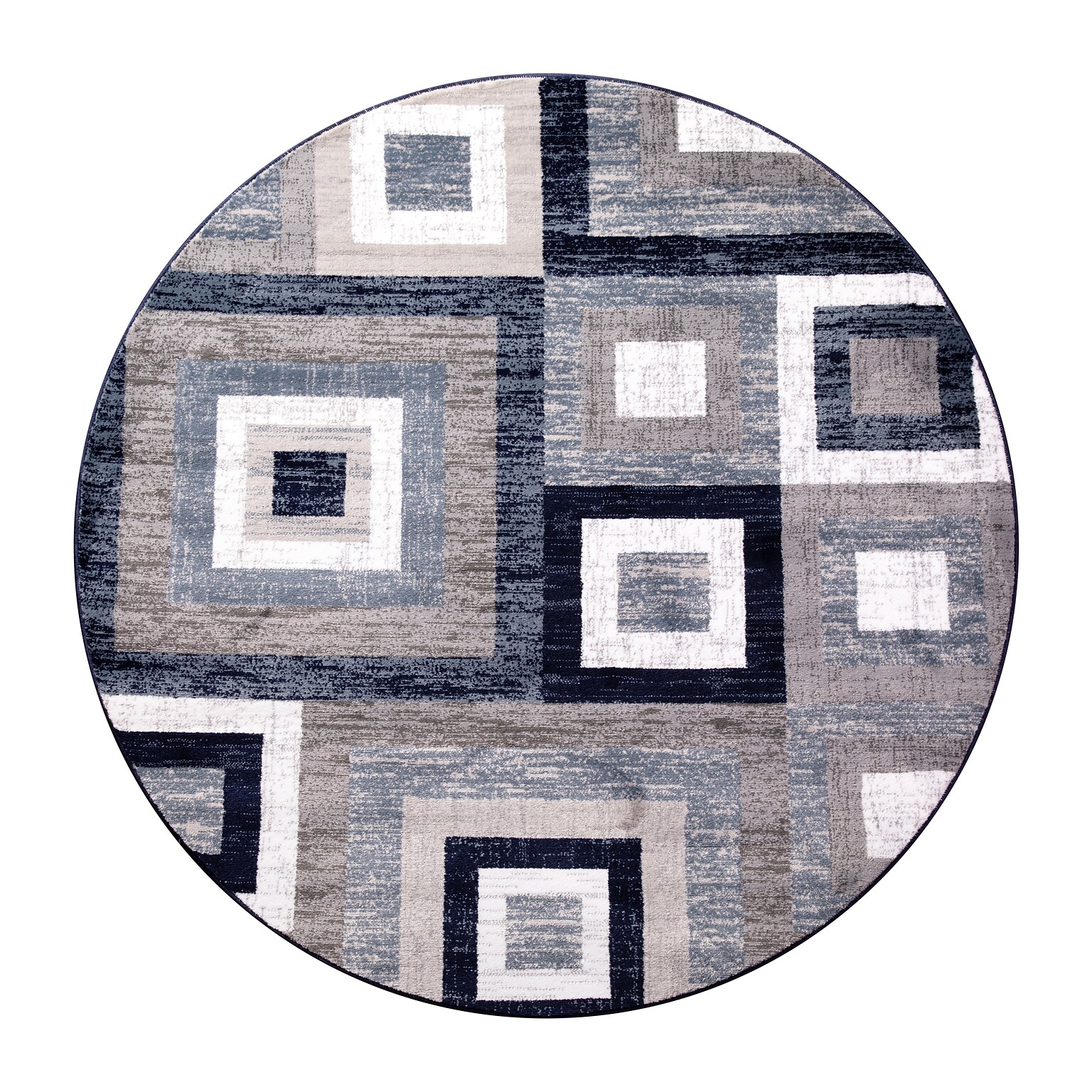 Flash Furniture Gideon Collection Olefin and Cotton 60 Round Machine Made Area Rug, Blue/Gray/White (OKH7146ATUR5RBL)