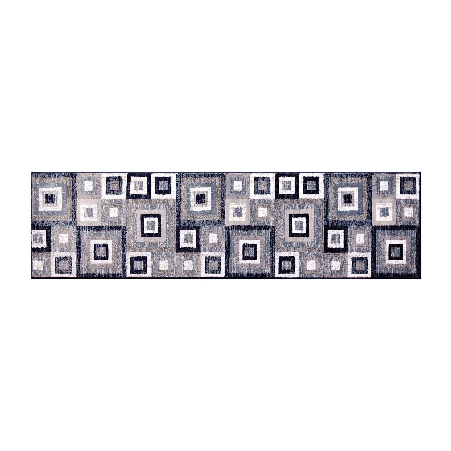 Flash Furniture Gideon Collection Olefin and Cotton 84 x 24 Runner Machine Made Rug, Blue/Gray/White (OKH7146ATUR27BL)
