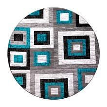 Flash Furniture Gideon Collection Olefin and Cotton 96 Round Machine Made Area Rug, Turquoise/Gray/