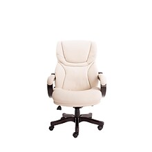 Serta Big and Tall Bonded Leather Executive Office Chair with Upgraded Wood Accents, Inspired Ivory