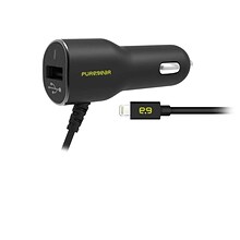 Puregear 3.4A Car Charger for Apple Lightning Devices – Includes Additional USB Port for Simultaneou