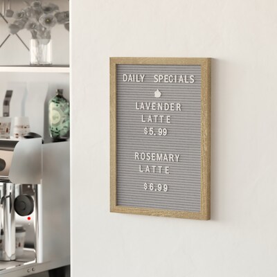 Flash Furniture Gracie Felt Letter Board with Letters, 12" x 17", Weathered Wood/Gray Felt (HGWAFB1217WEATH)