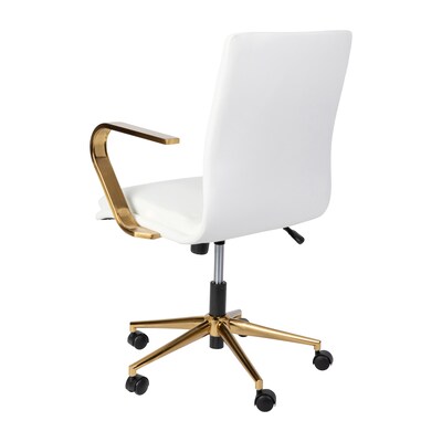 Flash Furniture James LeatherSoft Swivel Mid-Back Executive Office Chair, White/Gold (GO21111BWHGLD)