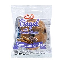 Burry Individually Wrapped Cinnamon Raisin Bagel w/ Cream Cheese, 4.6 Oz, 6/Box (307-00371)