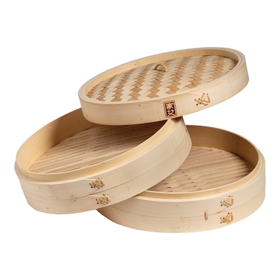 Joyce Chen 2-Tier Bamboo Steamer Baskets with Lid, 12-Inch (J26-0012)