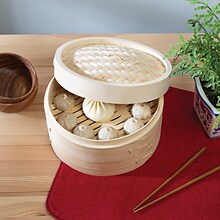 Joyce Chen 2-Tier Bamboo Steamer Baskets with Lid, 10-Inch (J26-0013)