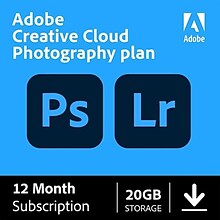 Adobe Creative Cloud Photography Plan for Windows/Mac, 20 GB of Storage (1 User) [12-Month Subscript