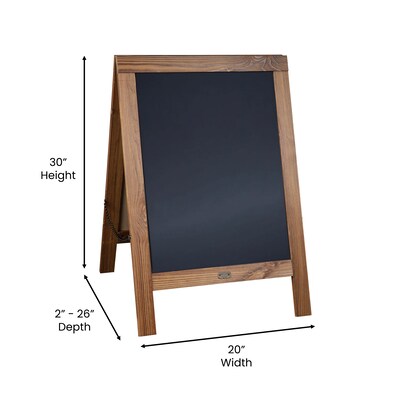 Flash Furniture Canterbury Indoor/Outdoor Chalkboard Sign, Torched Brown, 30"H x 20"W (HGWACB3020TORCH)