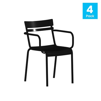 Flash Furniture Nash Modern Metal Dining Chair, Black, 4/Pack (4XUCH10318ARMBK)