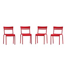 Flash Furniture Nash Modern Metal Side Dining Chair, Red, 4/Pack (4XUCH10318RD)