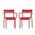 Flash Furniture Nash Modern Metal Dining Chair, Red, 2/Pack (2XUCH10318ARMRD)