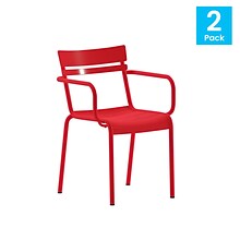 Flash Furniture Nash Modern Metal Dining Chair, Red, 2/Pack (2XUCH10318ARMRD)