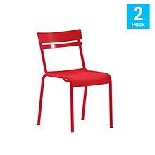 Flash Furniture Nash Modern Metal Side Dining Chair, Red, 2/Pack (2XUCH10318RD)