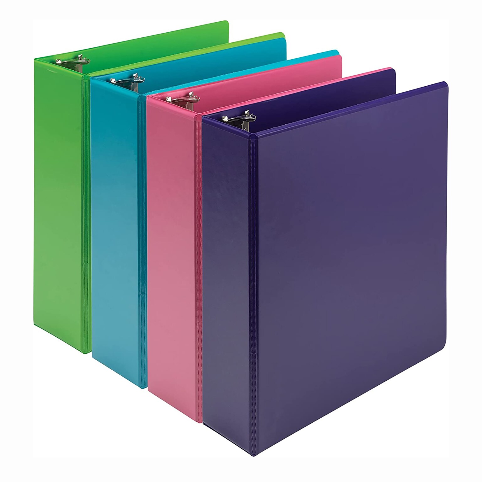 Samsill Earths Choice Plant-Based 3 3 Ring View Binders, Assorted Tropical Colors, 4/Pack (MP48689)