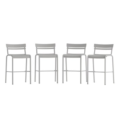Flash Furniture Nash Modern Steel Slat-Back Barstool, Silver, 4 Pieces/Pack (4XUCH10318BSL)