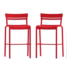 Flash Furniture Nash Modern Steel Slat-Back Barstool, Red, 2 Pieces/Pack (2XUCH10318BRD)