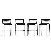 Flash Furniture Nash Modern Steel Slat-Back Barstool, Black, 4 Pieces/Pack (4XUCH10318BBK)
