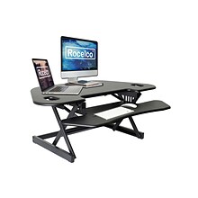 Rocelco 46W 5-18H Adjustable Corner Standing Desk Converter, Black (R CADRB-46)