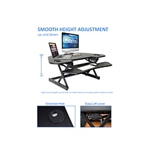 Rocelco 46W 5-18H Adjustable Corner Standing Desk Converter with Anti Fatigue Mat, Black (R CADRB