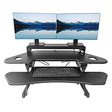 Rocelco 46W 5-18H Adjustable Corner Standing Desk Converter with ACUSB Dual Monitor Stand, Black