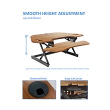 Rocelco 46W 5-18H Adjustable Corner Standing Desk Converter, Teak Wood Grain(R CADRT-46)