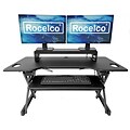 Rocelco 46W 5-20H Large Adjustable Standing Desk Converter with AC USB Charger Dual Monitor Stand