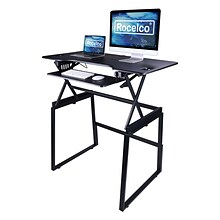 Rocelco 46W 34-49H Large Full Standing Desk with Converter and Floor Stand, Black (R DADRB-46-FS2