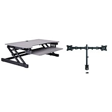Rocelco 37.5W 5-17H Adjustable Standing Desk Converter with Dual Monitor Mount, Gray (R DADRG-DM2