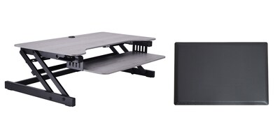 Rocelco 37.5W 5-17H Adjustable Standing Desk Converter with Anti Fatigue Mat, Gray (R DADRG-MAFM)