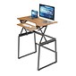 Rocelco 40"W 34"-49"H Full Standing Desk with Converter and Floor Stand, Teak (R DADRT-40-FS2)