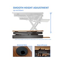 Rocelco 46W 5-20H Adjustable Standing Desk Converter with Dual Monitor Mount, Teak (R DADRT-46-DM