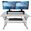 Rocelco 40W 5-20H Adjustable Standing Desk Converter with ACUSB Dual Monitor Stand, White (R DADR