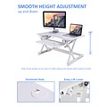 Rocelco 32W 5-18H Adjustable Standing Desk Converter with Anti Fatigue Mat, White (R EADRW-MAFM)