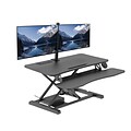 Rocelco 37.4W 5-20H Electric Standing Desk Converter with ACUSB Charger Dual Monitor Mount, Black