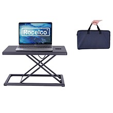 Rocelco 19W 1-15H Portable Small Standing Desk Converter with Carry Bag, Black (R PDRB)