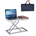 Rocelco 19W 1-15H Portable Small Standing Desk Converter with Carry Bag, White (R PDRW)