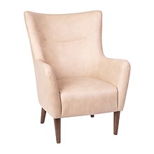 Flash Furniture Connor Faux Leather and Wood Wingback Accent Chair, Light Brown (QYB235LTBR)